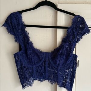 Anthropologie NWT Lace Women’s Top in Navy Blue
